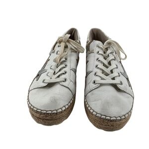 Marc Fisher White Gold Silver Star Platform Jute Sneakers Size 7 1/2 Women’s